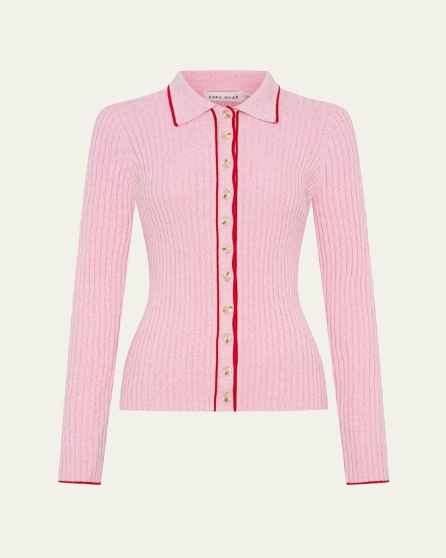 Ashlen Ribbed Button-Front Top